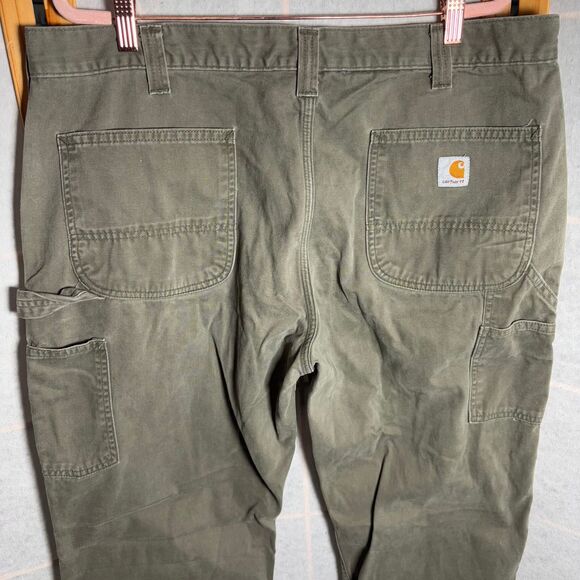 Carhartt Mens 38x30 Original Relaxed Fit Carpenter Pants Green Denim B324‎ ARG - Picture 1 of 11